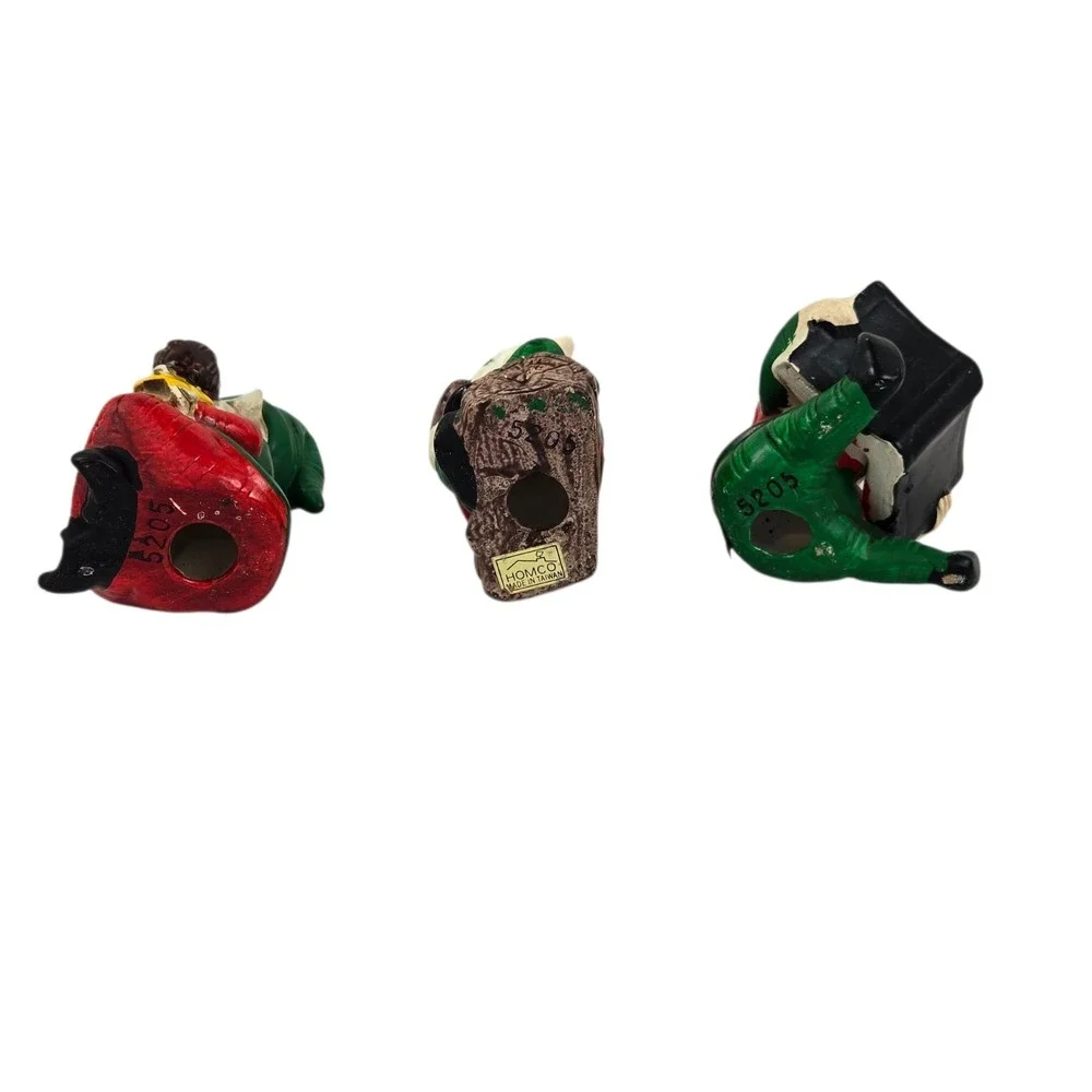 Vtg 80s HOMCO Set Of 3 Christmas Elves Figurine Santa's Helpers Toy Makers #5205
